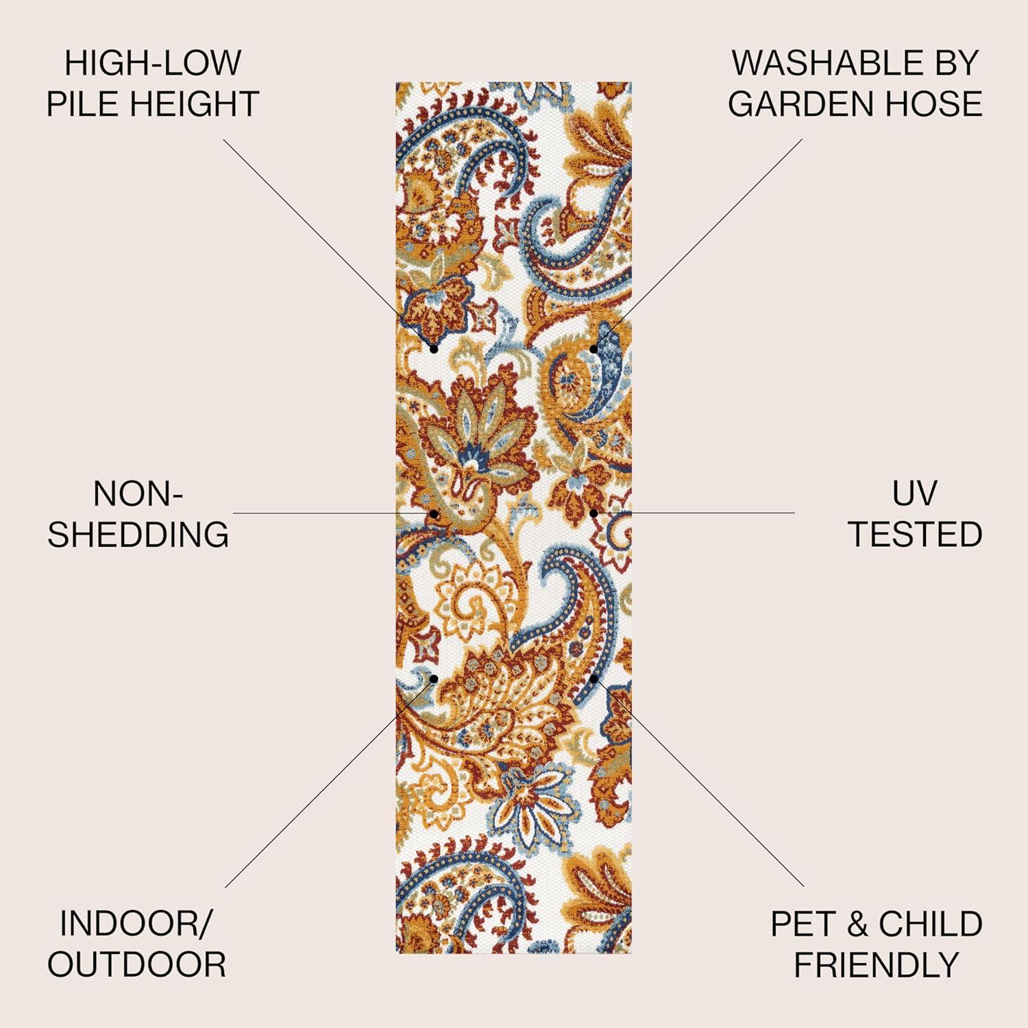 Julien Paisley High-Low Indoor/Outdoor Area Rug - JONATHAN Y