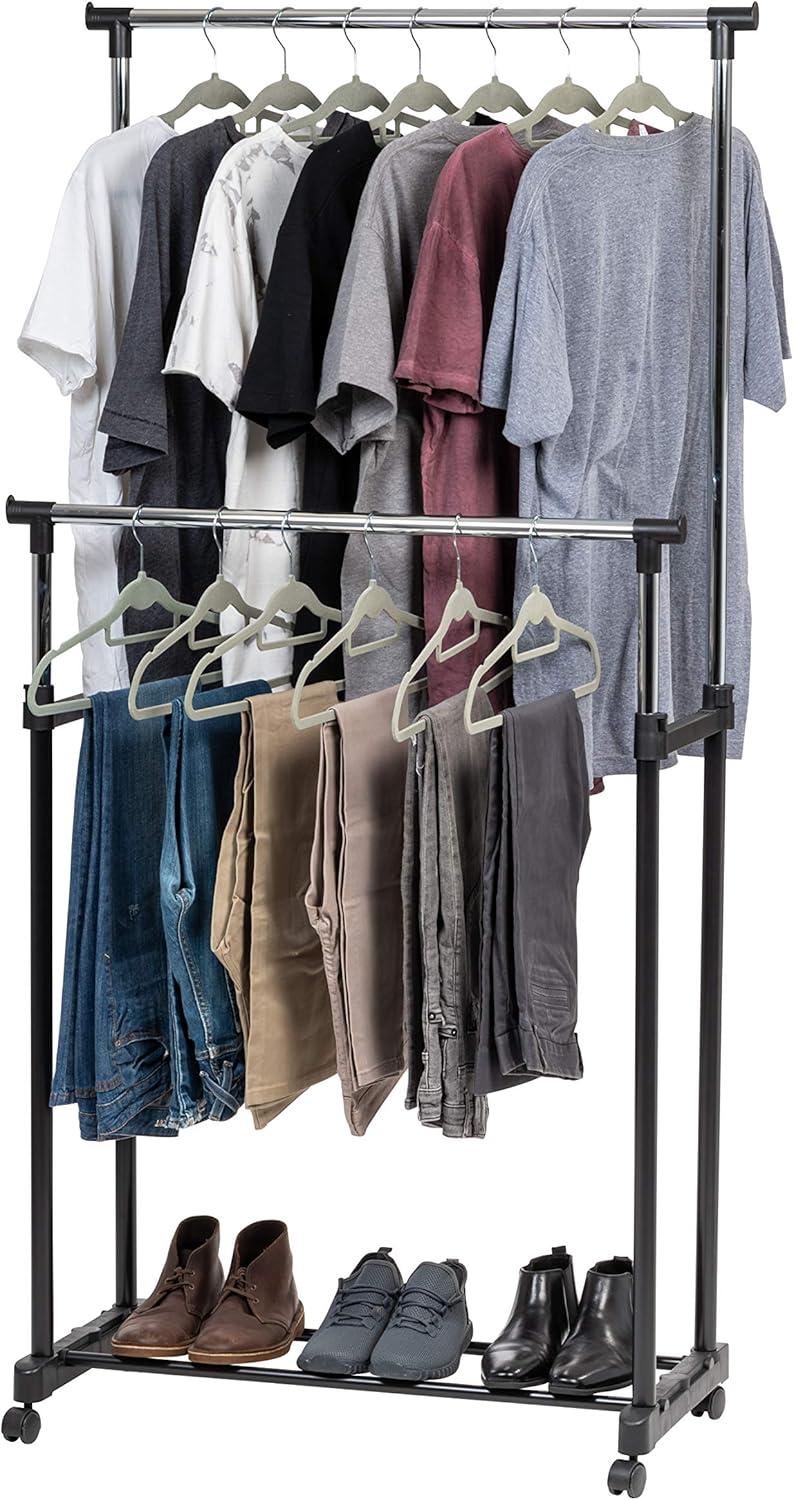 IRIS USA Adjustable Metal Clothes Rack, Garment Rack with wheel