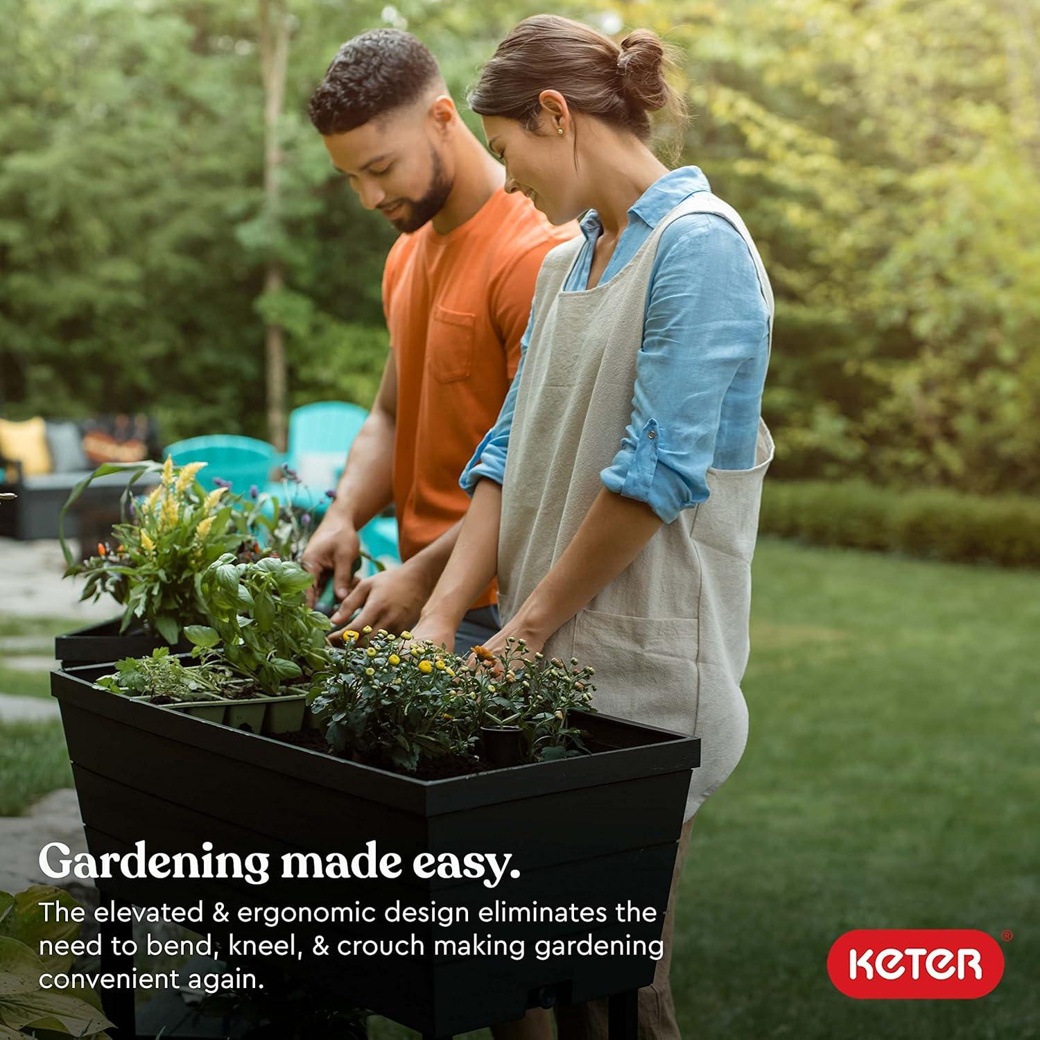 Graphite Resin Elevated Garden Bed with Self-Watering System