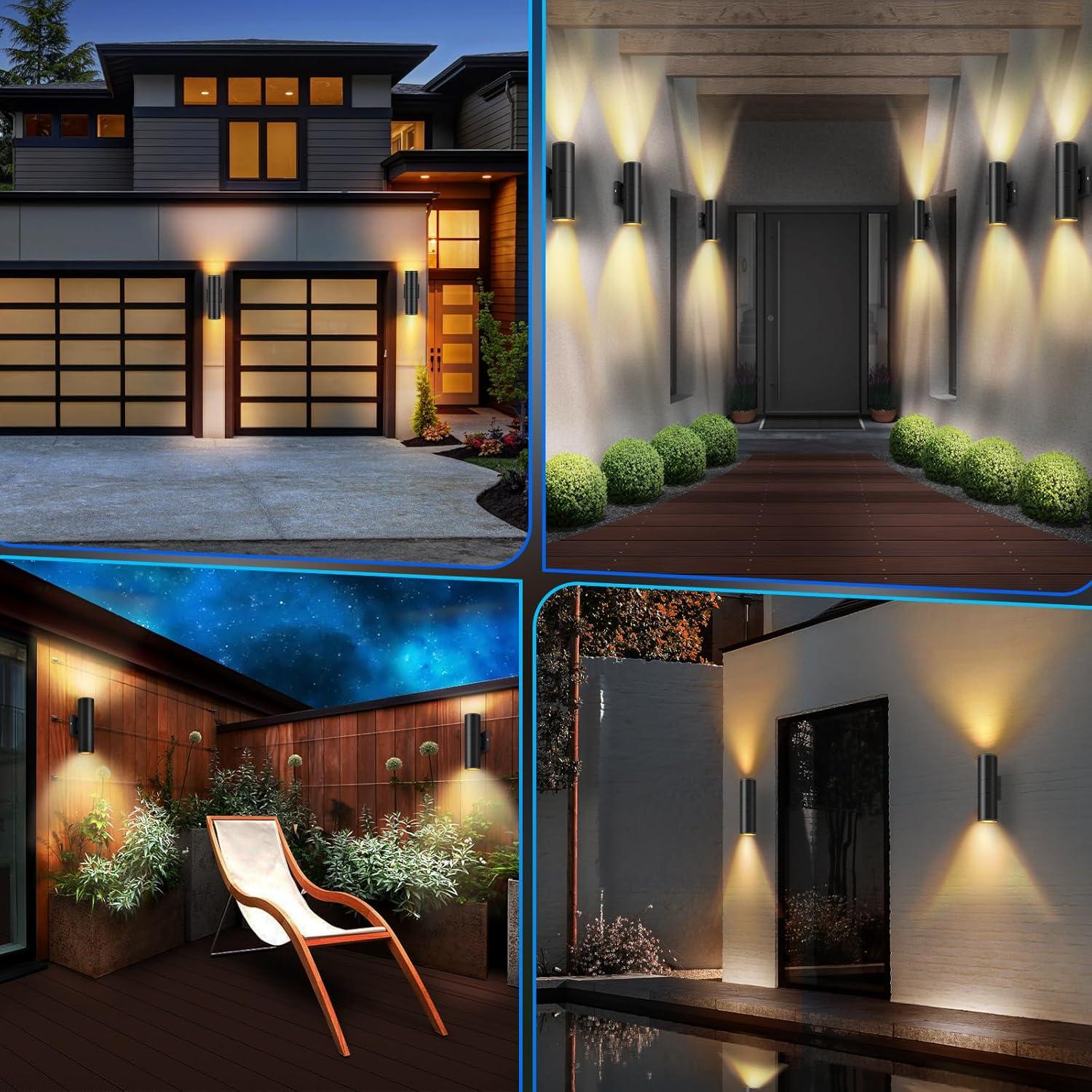 Outdoor Wall Light Fixtures: Cylinder Outdoor Wall Sconce Light - Aluminum Modern Exterior Wall Llights for Porch