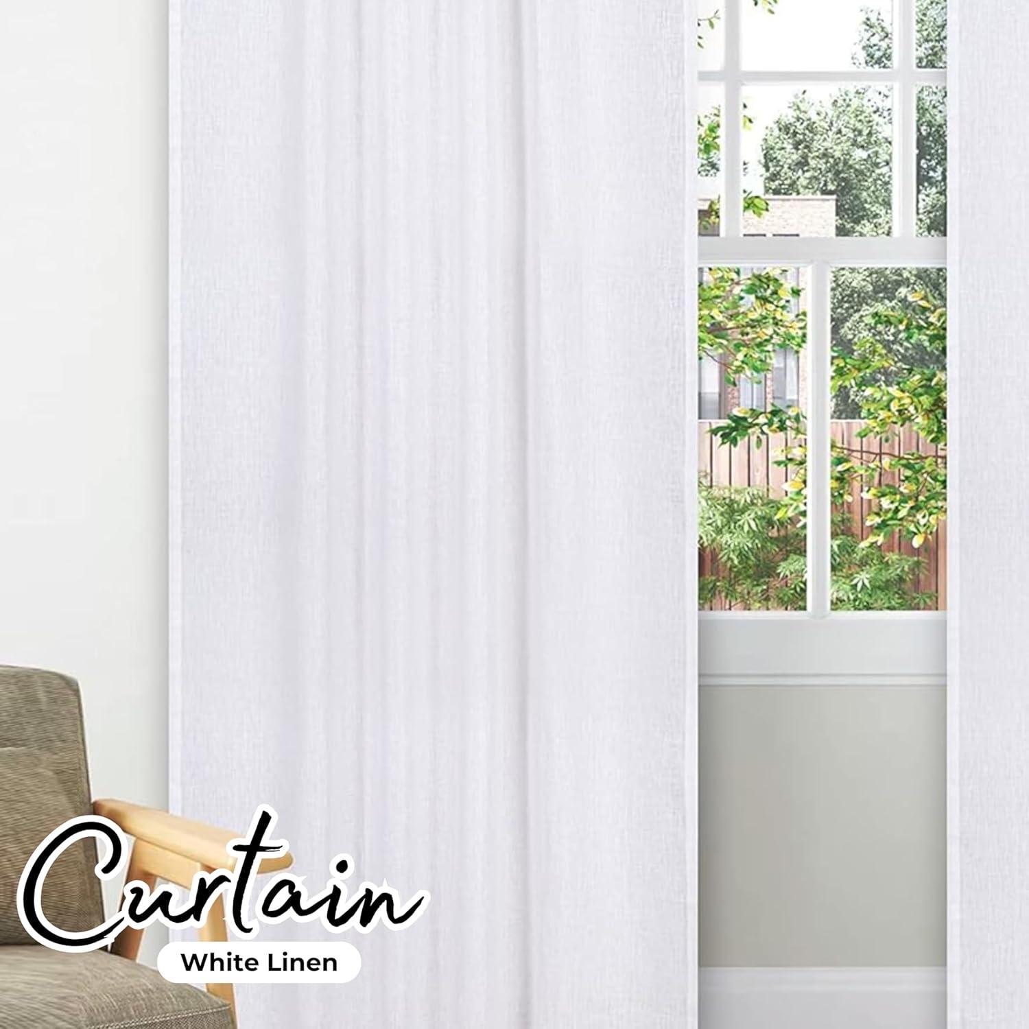 Bedding Craft Farmhouse Curtains 50x84 inch White Textured Slub Tab Top Window Panels for Bedroom Living Room Modern Rustic Country Home Décor Elegant Drapes