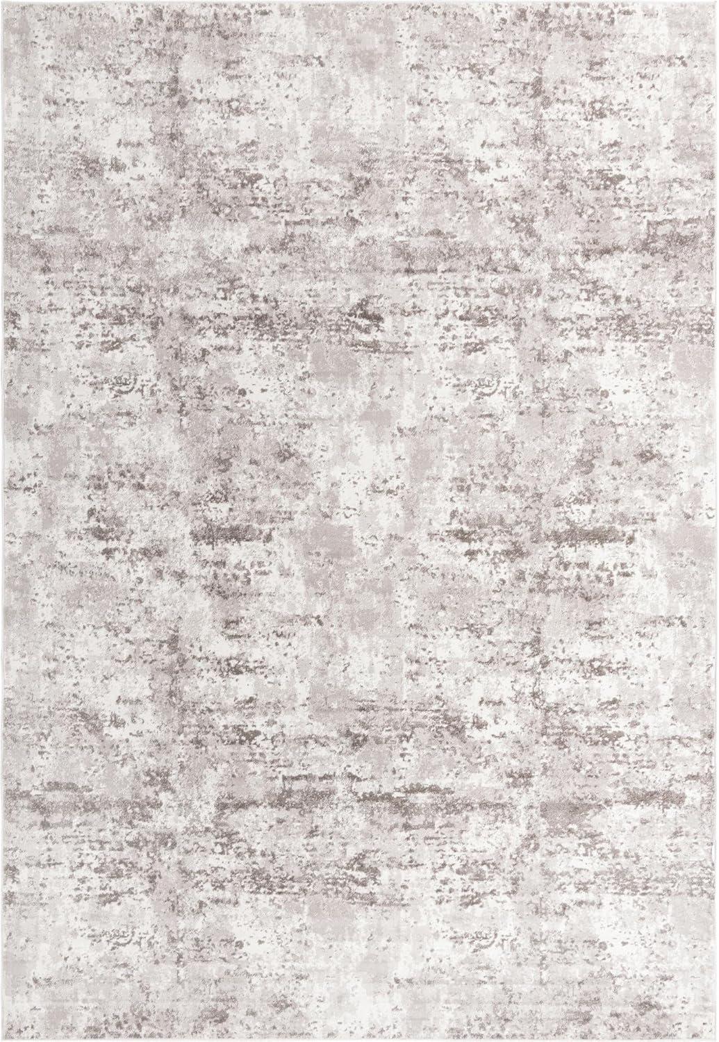 Stone Gray Abstract Synthetic 10' x 14' Easy-Care Area Rug