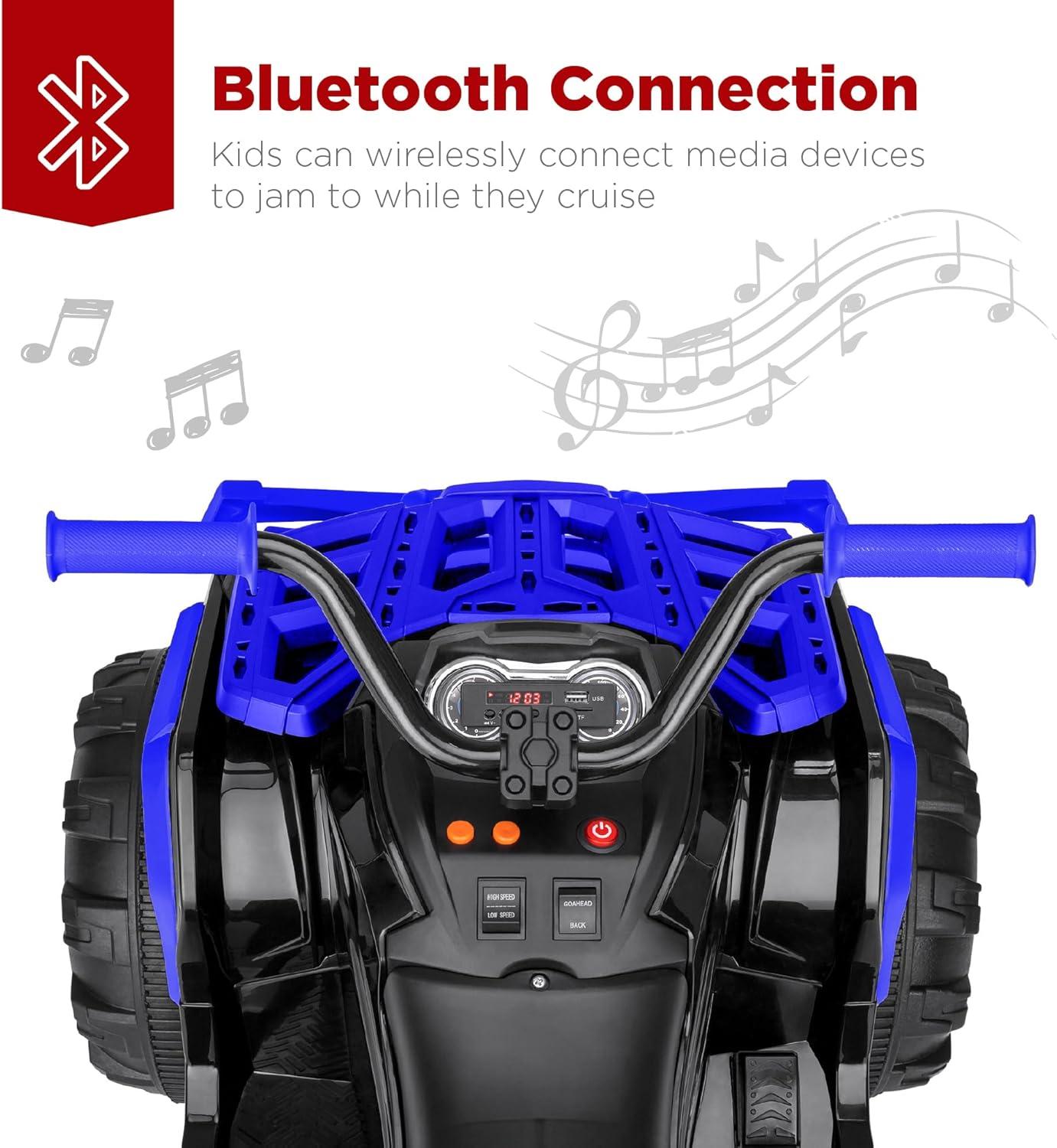 Best Choice Products 12V Kids Ride-On ATV Quad w/ Bluetooth, 3.7mph Max, Treaded Tires, LED Lights, Radio