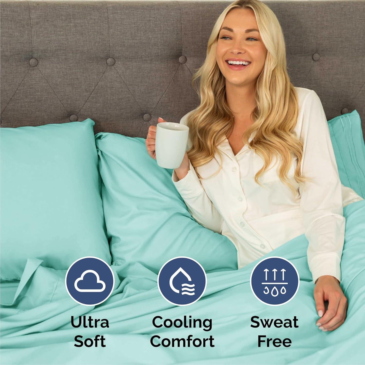 CGK Linens 4 Piece Sheet Set Premium Cooling, Soft & Wrinkle Free Sheet Set