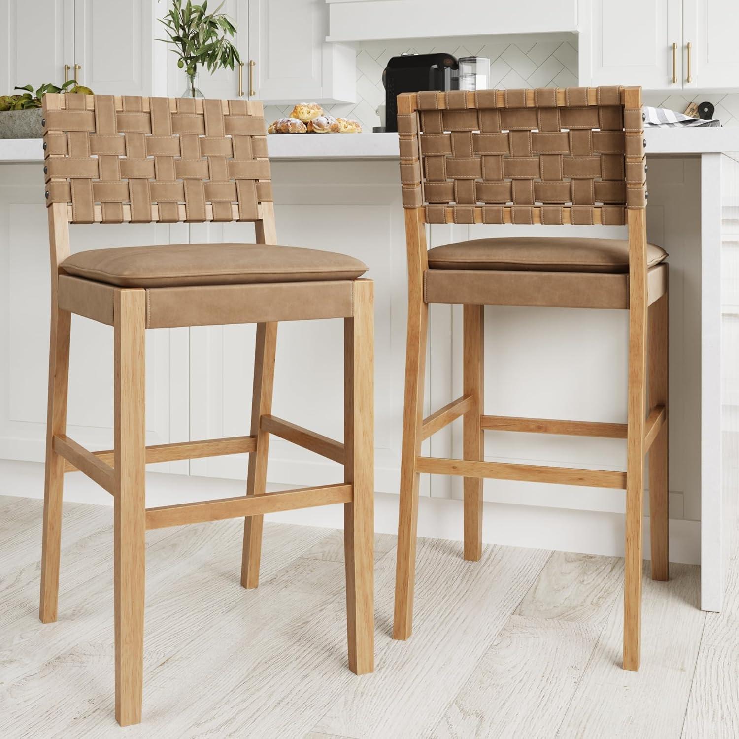 Nathan James Set of 2 Cohen Faux Leather Barstool Brown