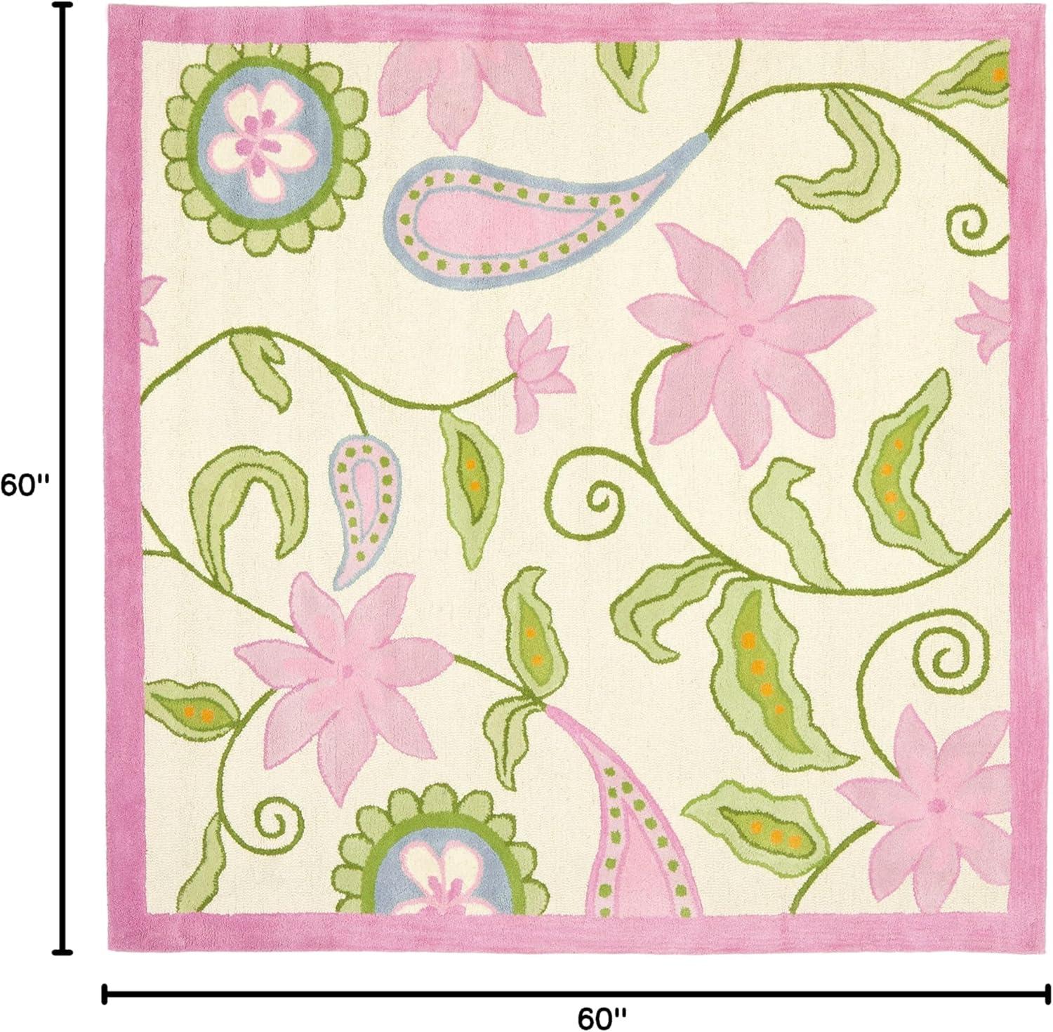 SAFAVIEH Kids Collection SFK351A Handmade Ivory/Pink Rug