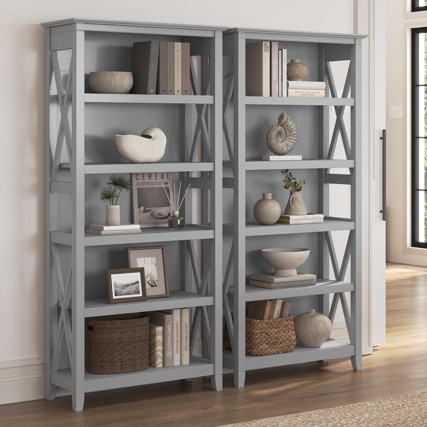 Key West 5 Shelf Bookcase Set in Bing Cherry - Engineered Wood