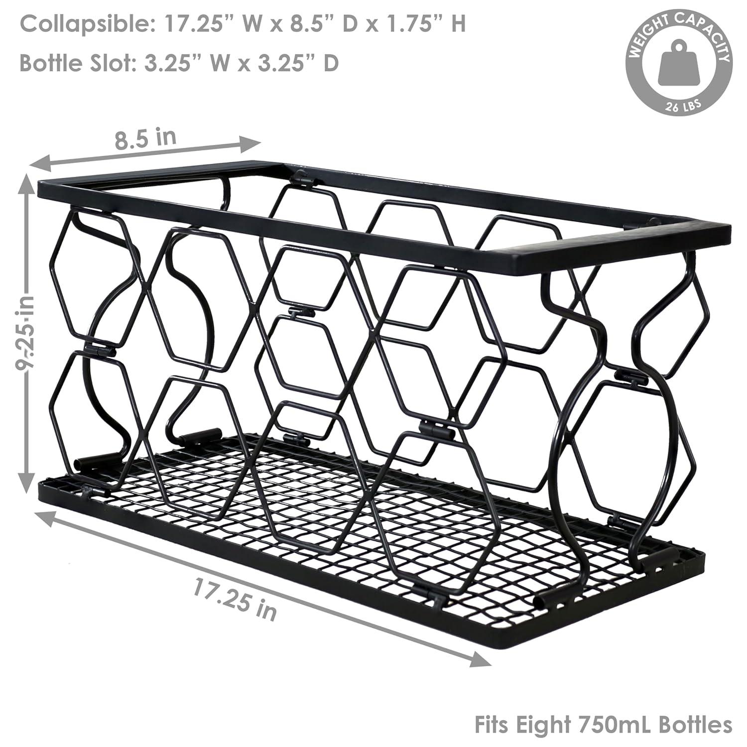 Sunnydaze Indoor Metal Collapsible Tabletop Wine Rack for the Kitchen or Bar - Black