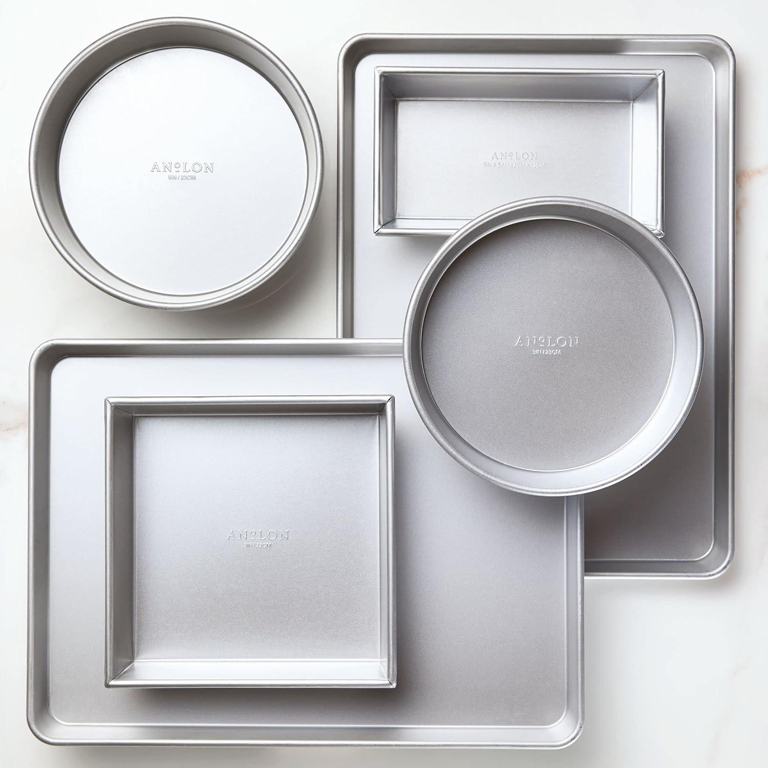 Anolon Pro-Bake Bakeware Aluminized Steel Baking Pan Set, 6-Piece, Silver