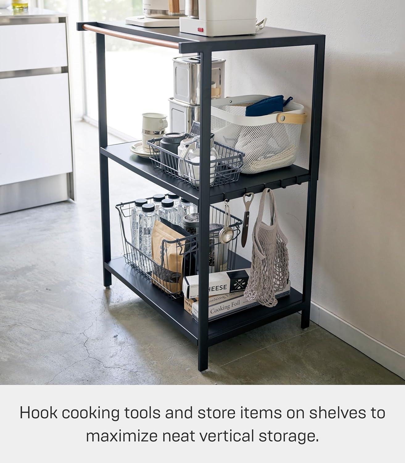 Yamazaki Home 3-Tiered Storage Rack - Kitchen Shelf Organizer, Short, Steel, Short