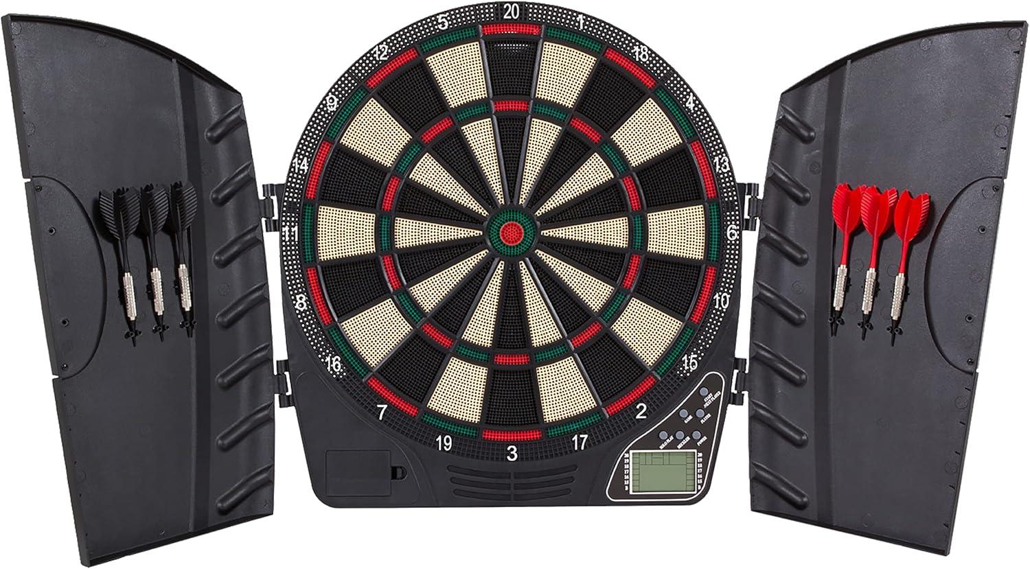 Black Electronic Dartboard with Cabinet and LCD Display