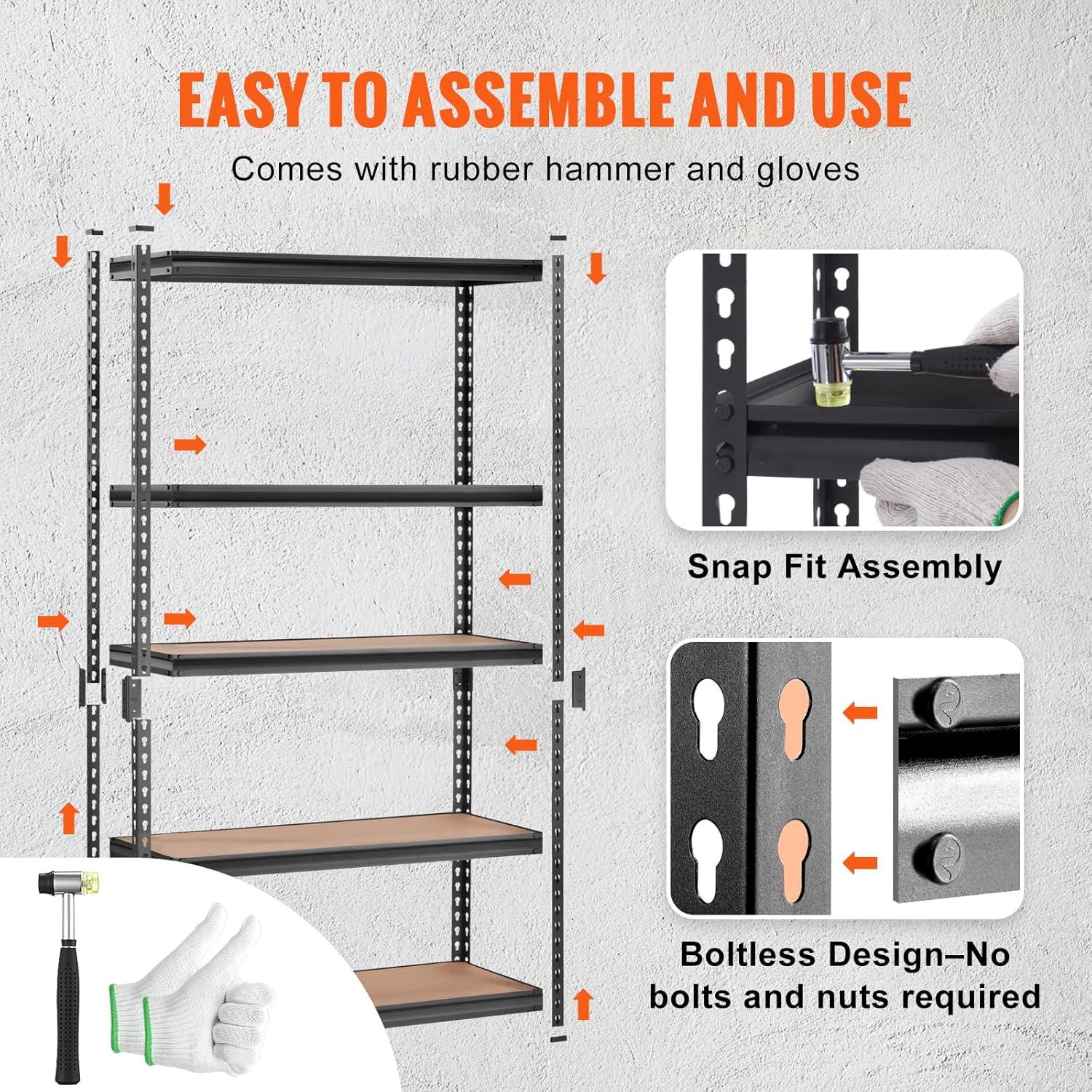 SKYSHALO 2000 lbs Storage Shelving Unit Garage Storage Rack 5-Tier Adjustable Load