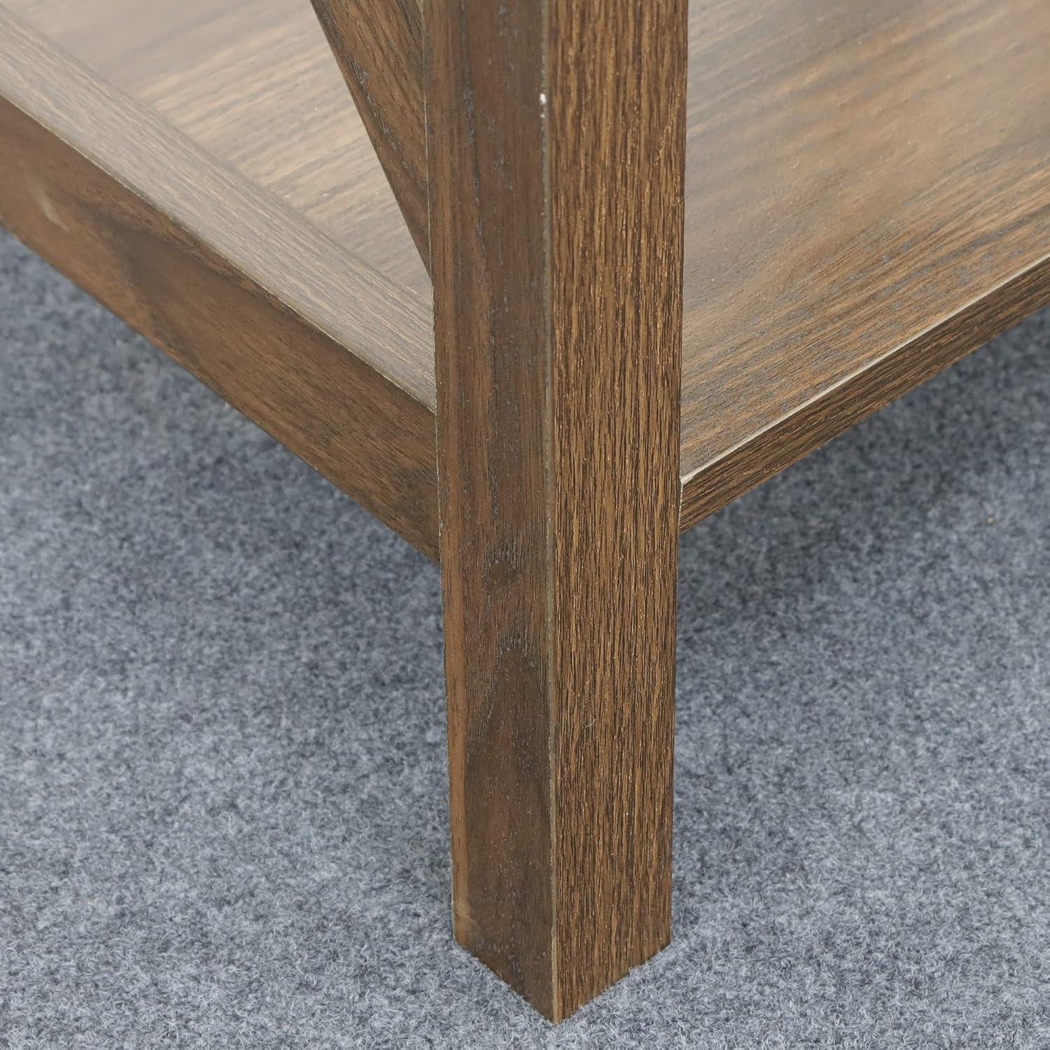 Dark Walnut Farmhouse X-Frame 2-Tier Side Table