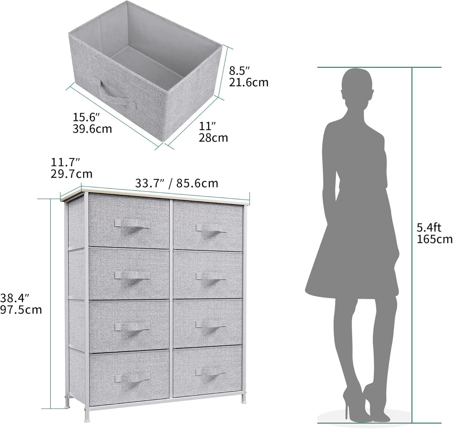 YITAHOME 8 Drawer Dresser - Fabric Storage Tower, Organizer Unit for Bedroom, Living Room & Closets - Sturdy Steel Frame, Easy Pull Fabric Bins & Wooden Top