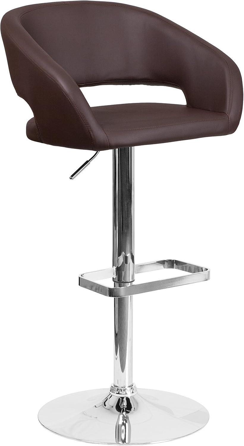 Flash Furniture Contemporary Vinyl Adjustable Height Barstool with Rounded Mid-Back