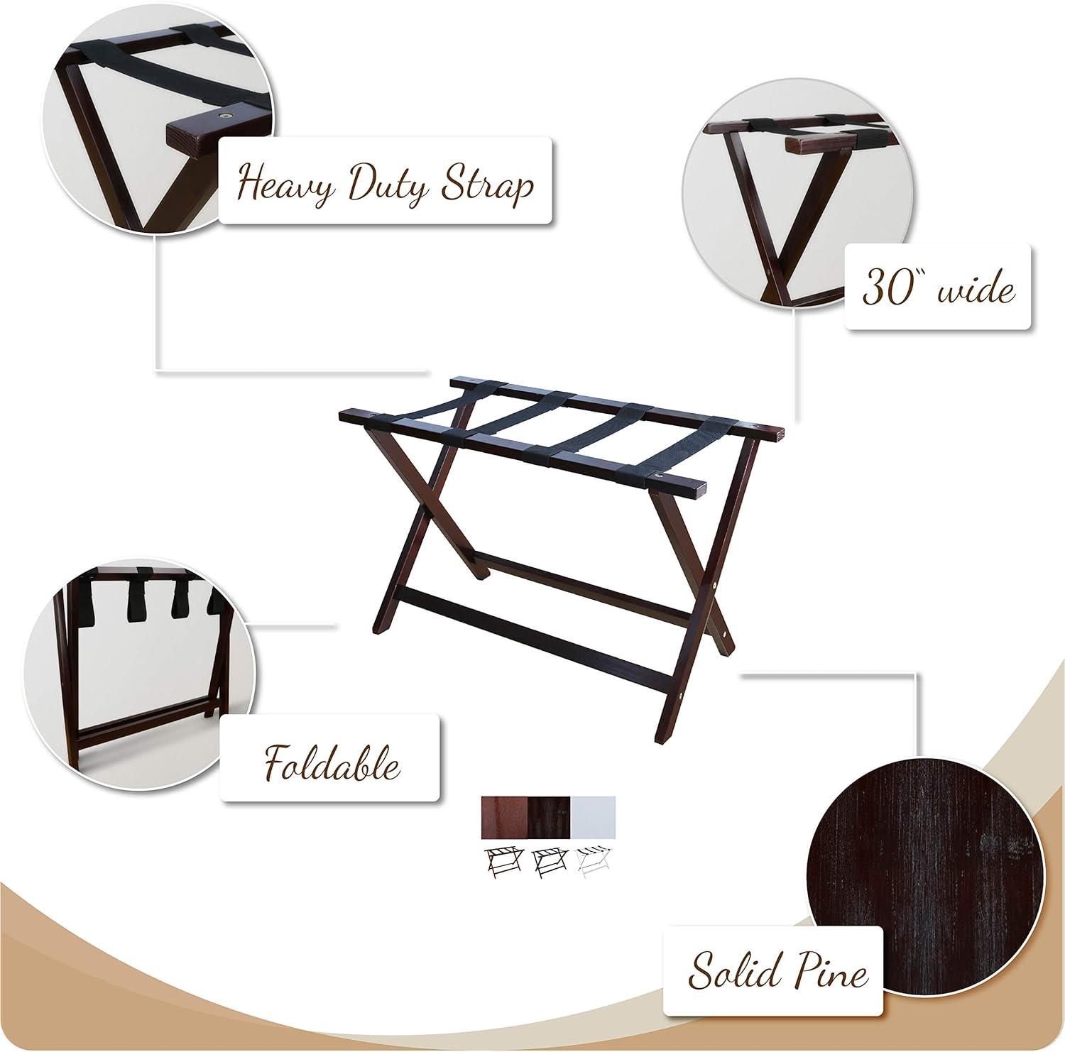 Heavy Duty 30" Extra Wide Luggage Rack - Walnut