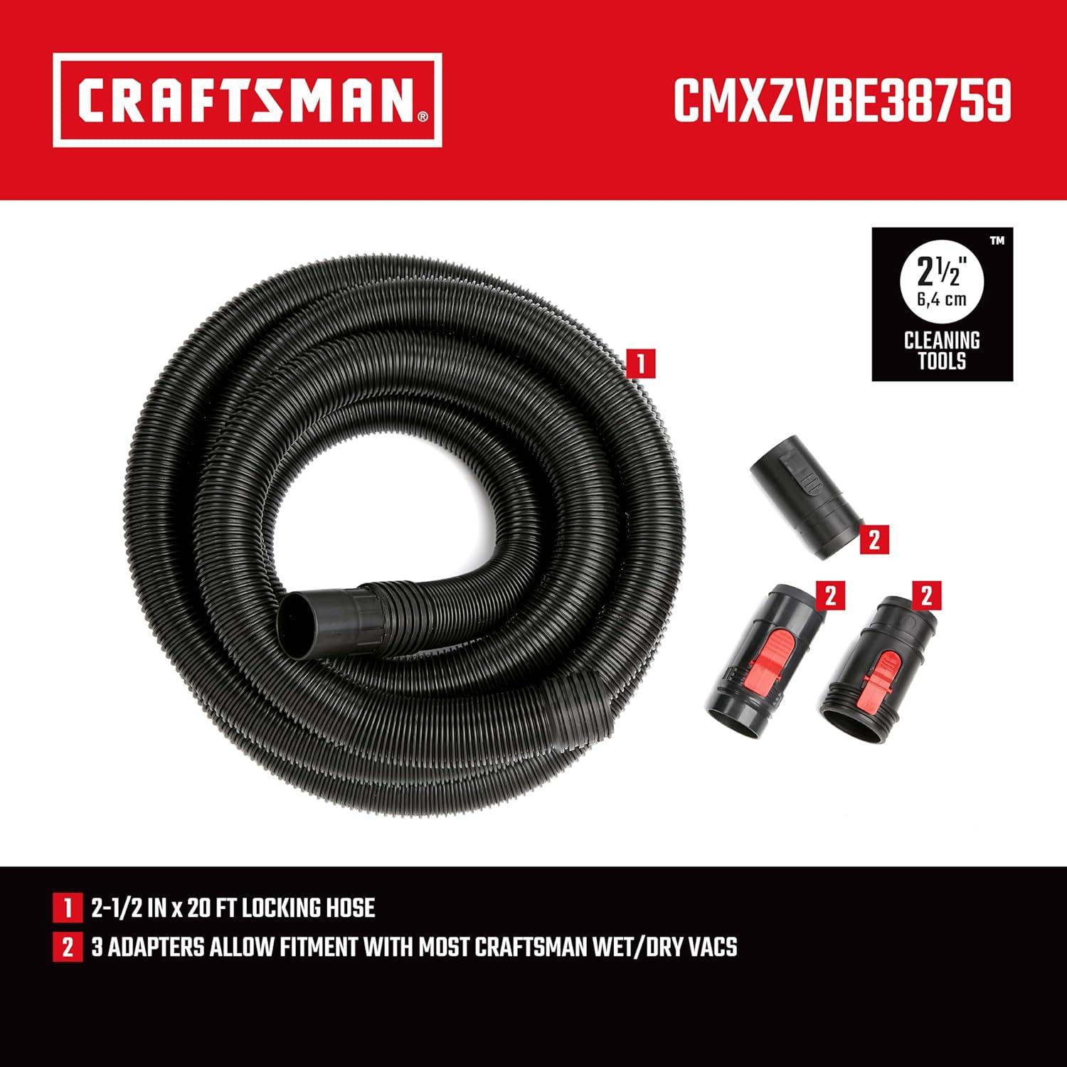 Craftsman 2.5" X 20' Black Vacuum Replacement Locking Hose