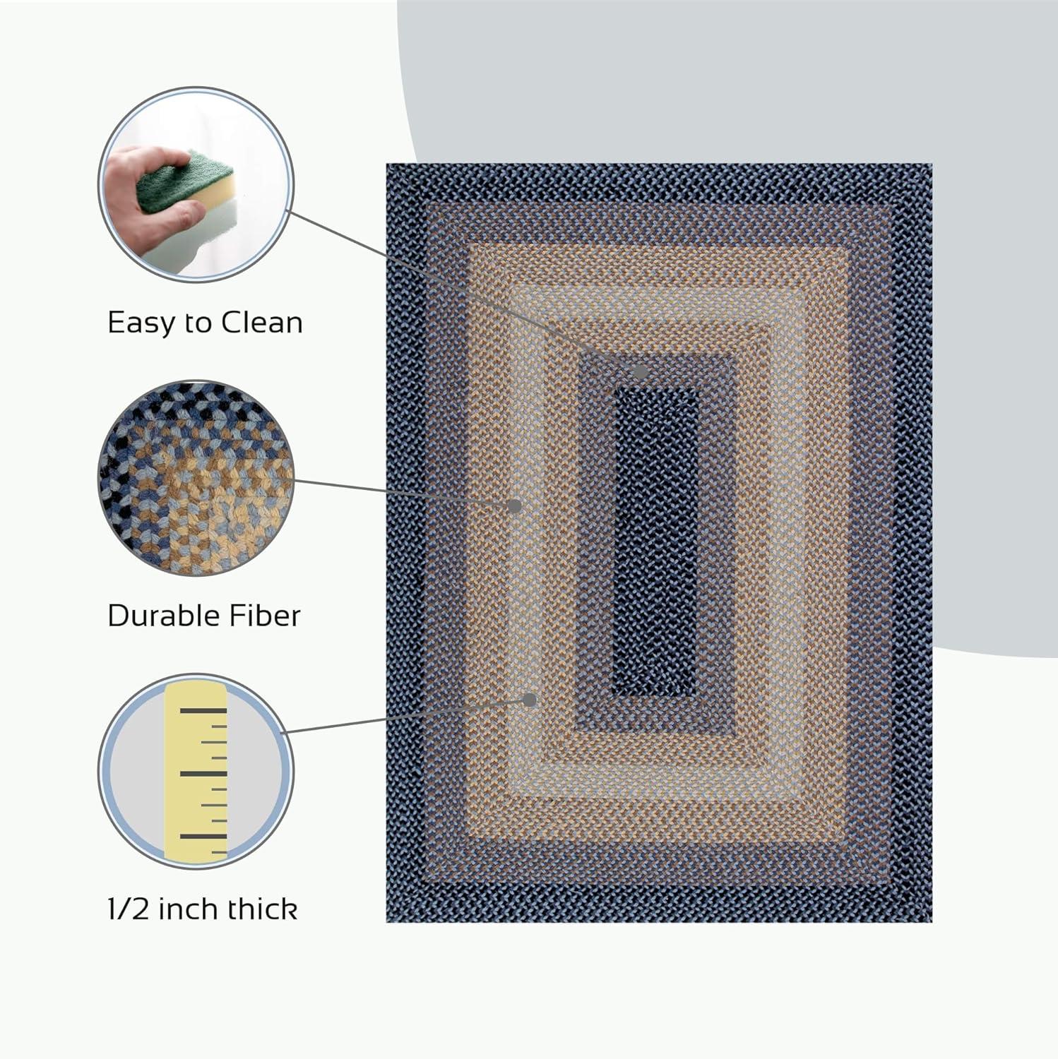 Better Trends Woodbridge Rectangular 20" x 30" Braided Rug - Blue