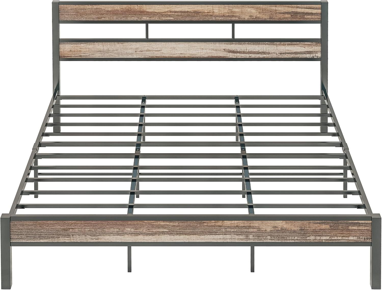 Platform Metal Bed Frame with Headboard Heavy Duty, Noise-Free, Queen