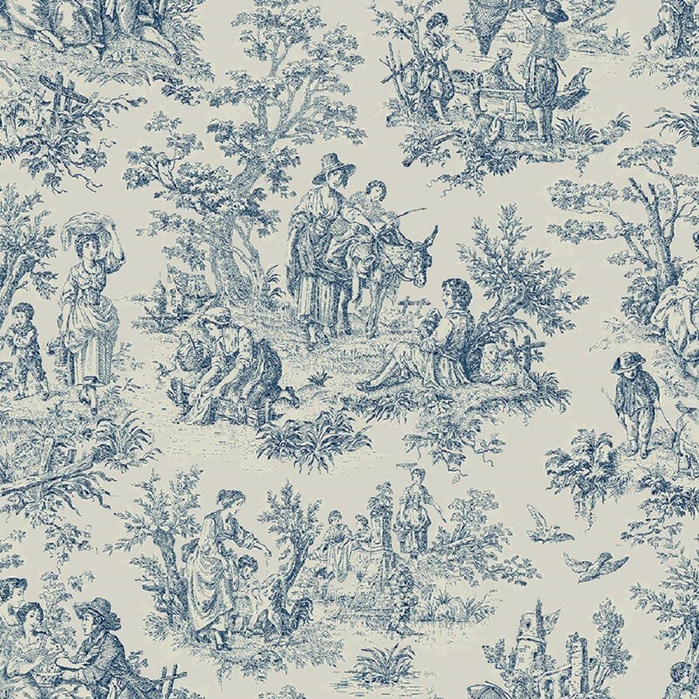 Cornflower Blue Floral Cotton Rod Pocket Valance