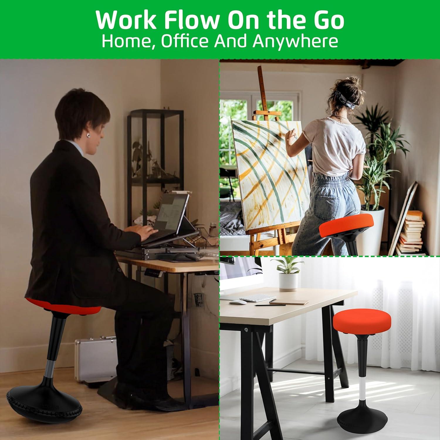 Wobble Stool Standing Desk Stool - tall office chair for standing desk chair wobble stools for classroom seating adhd chair height adjustable stool 23-33" Active stool for standing desk wobble chairs