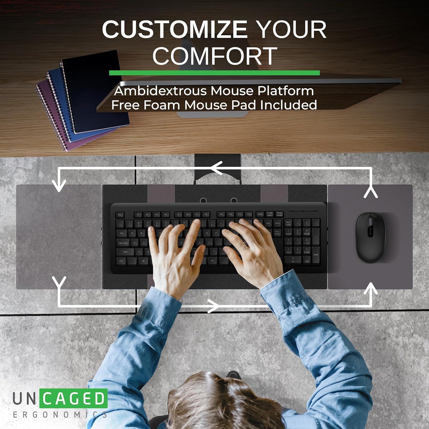 Under Desk Computer Keyboard Tray Black - Uncaged Ergonomics