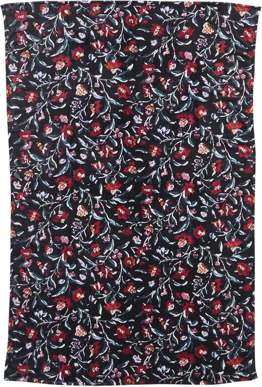 Vera Bradley Women's Fleece Plush Throw Blanket Perennials Noir