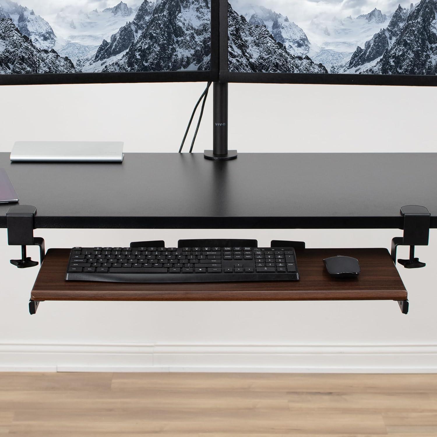 VIVO Extra Sturdy Clamp-on Computer Keyboard and Mouse Under Desk Slider Tray