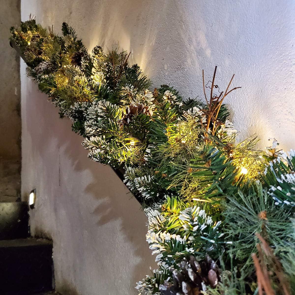 9-Foot Prelit Snowy Pine Garland with Pine Cones and LED Lights