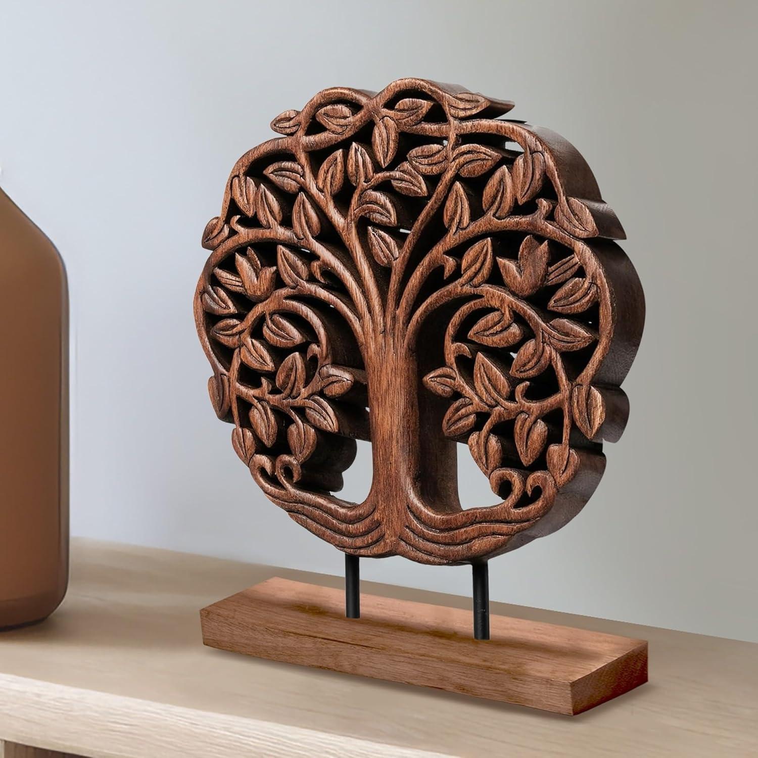 Decozen Wooden Tree of Life Sculpture – Gifts for Mom or Dad on Mother’s Day, Father’s Day, or Birthday – Acacia Wood Sculpture for Home, Office, Living Room, or Boho and Mantle Décor