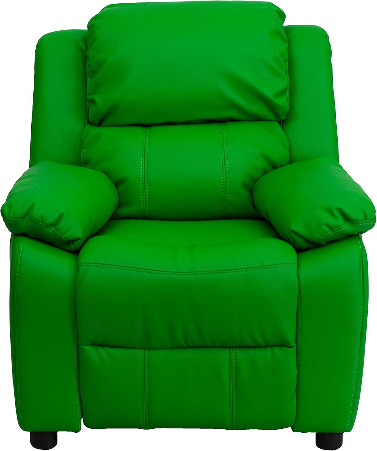 Green Microfiber Kids Recliner with Cup Holder