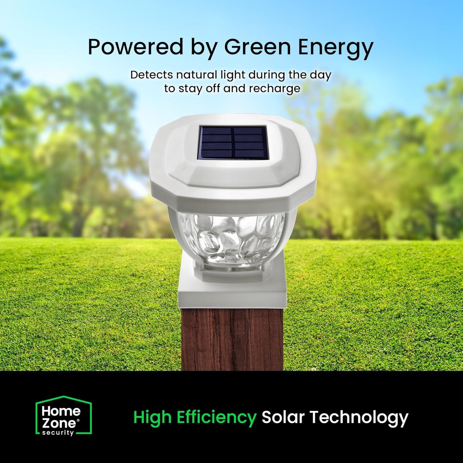 Home Zone Security® 12-Lumen-Each 4 x 4 Solar LED Post Cap Lights (White)