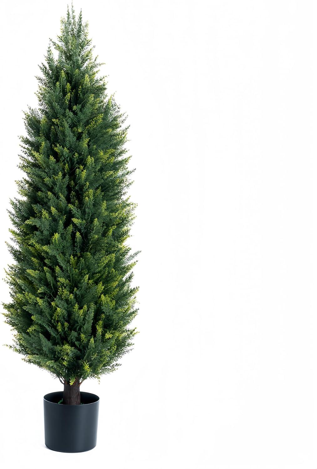 LINBONIO Artificial Cedar Tree 4 ft Artificial Topiary Trees Beautiful Realistic Faux Cedar Pines UV Protection for Longer Life 2Pack