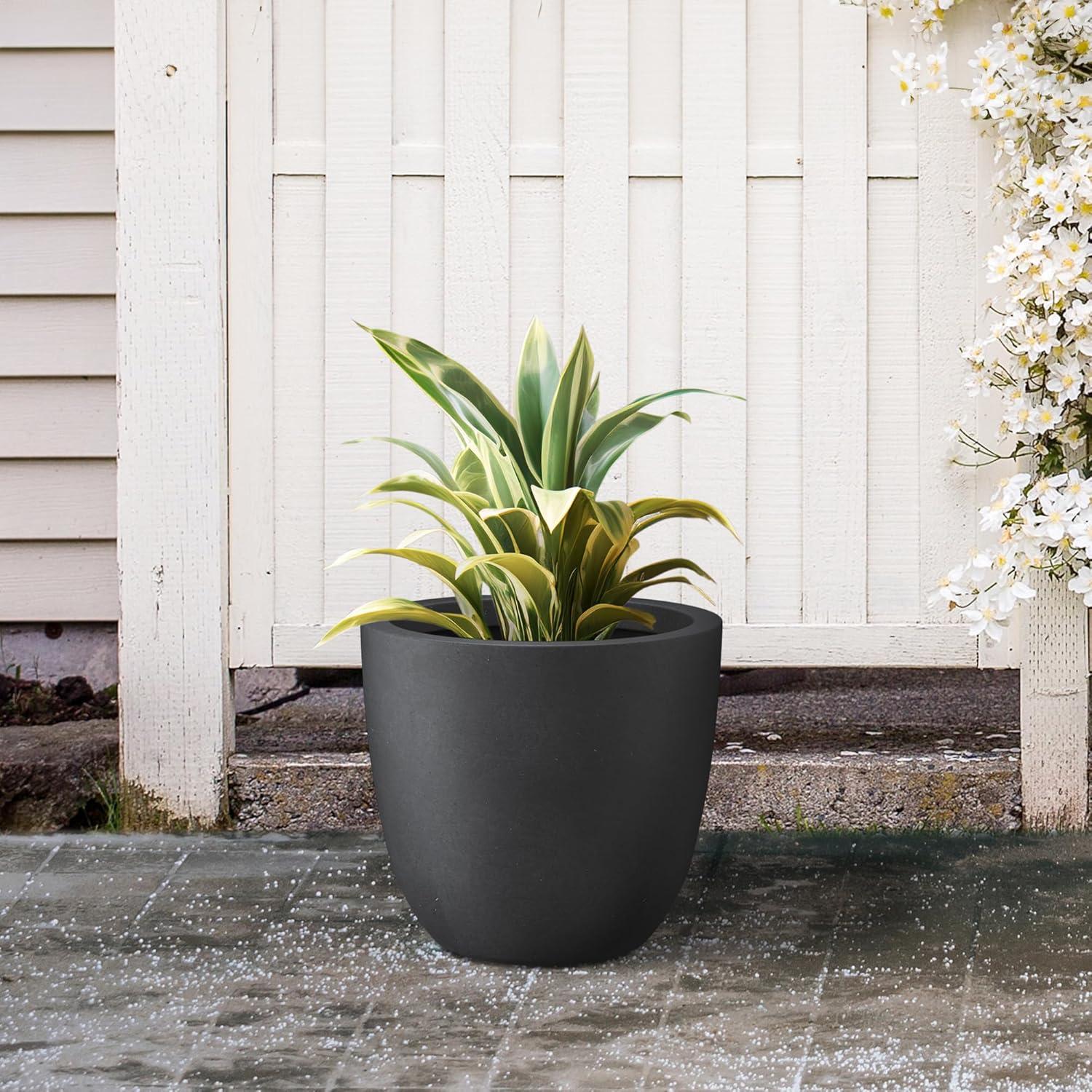 Set of 3 17" Kante Seamless Concrete Planters for Patio & Garden - Rosemead Home & Garden, Inc.