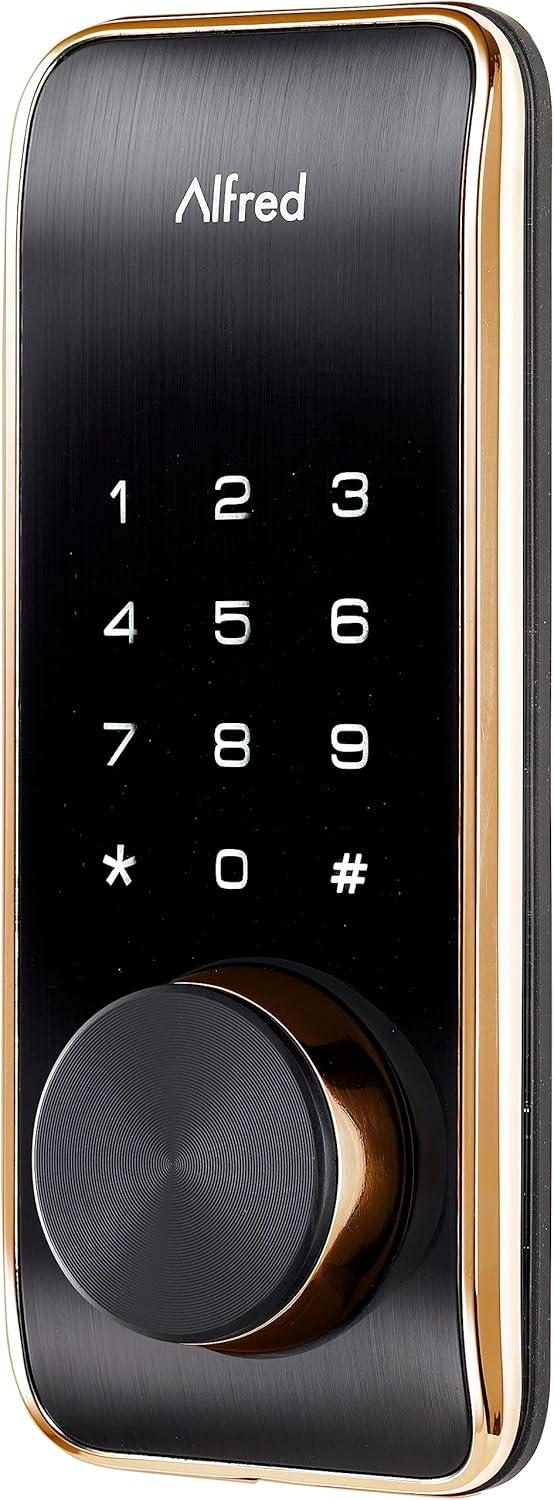 Gold and Black Smart Touchscreen Deadbolt with Wi-Fi and Bluetooth