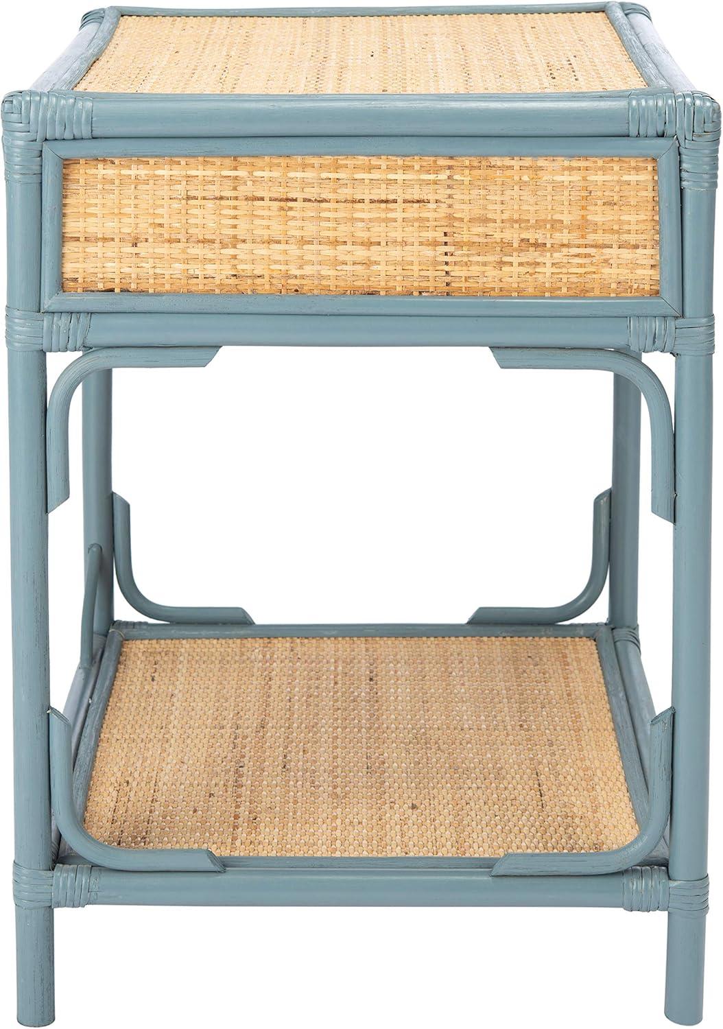 Roya 1 Drawer 1 Shelf Nightstand - Blue Grey/Natural - Safavieh.