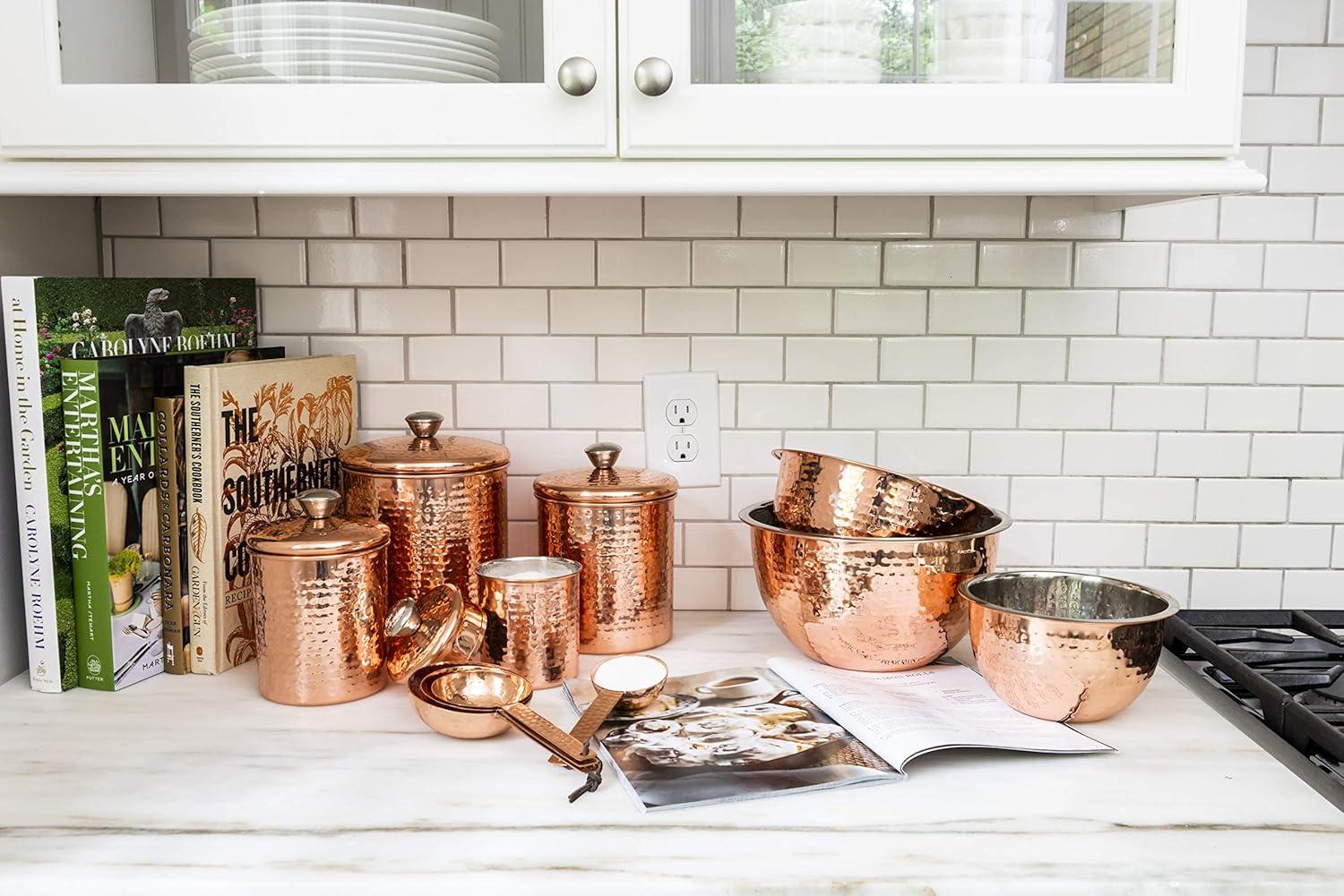 Copper Finish Hammered Stainless Steel Nesting Bowls Set