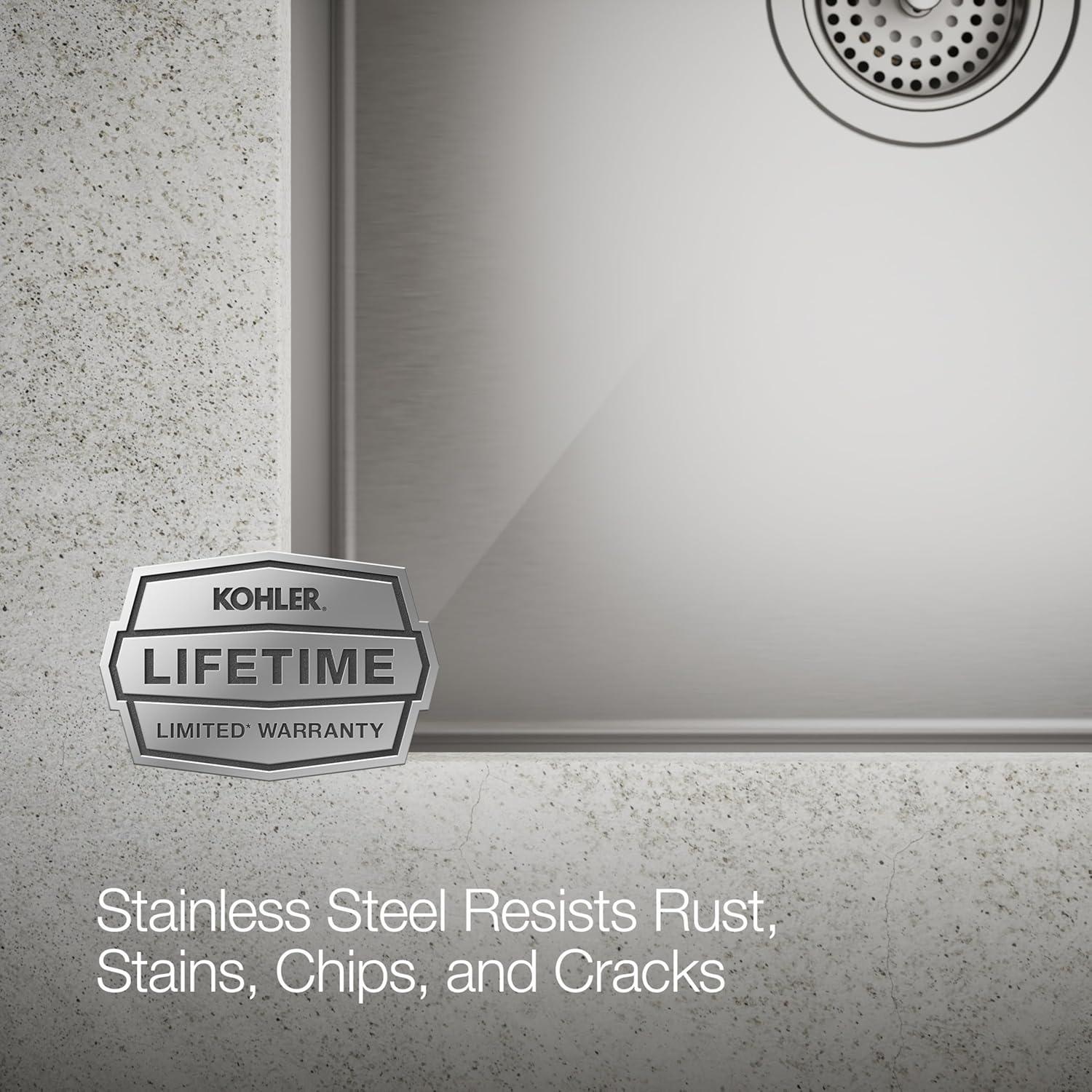 Strive 32" L x 18-5/16" W x 9-5/16" Smart Divide Under-Mount Large/Medium Double-Bowl Kitchen Sink with Basin Rack