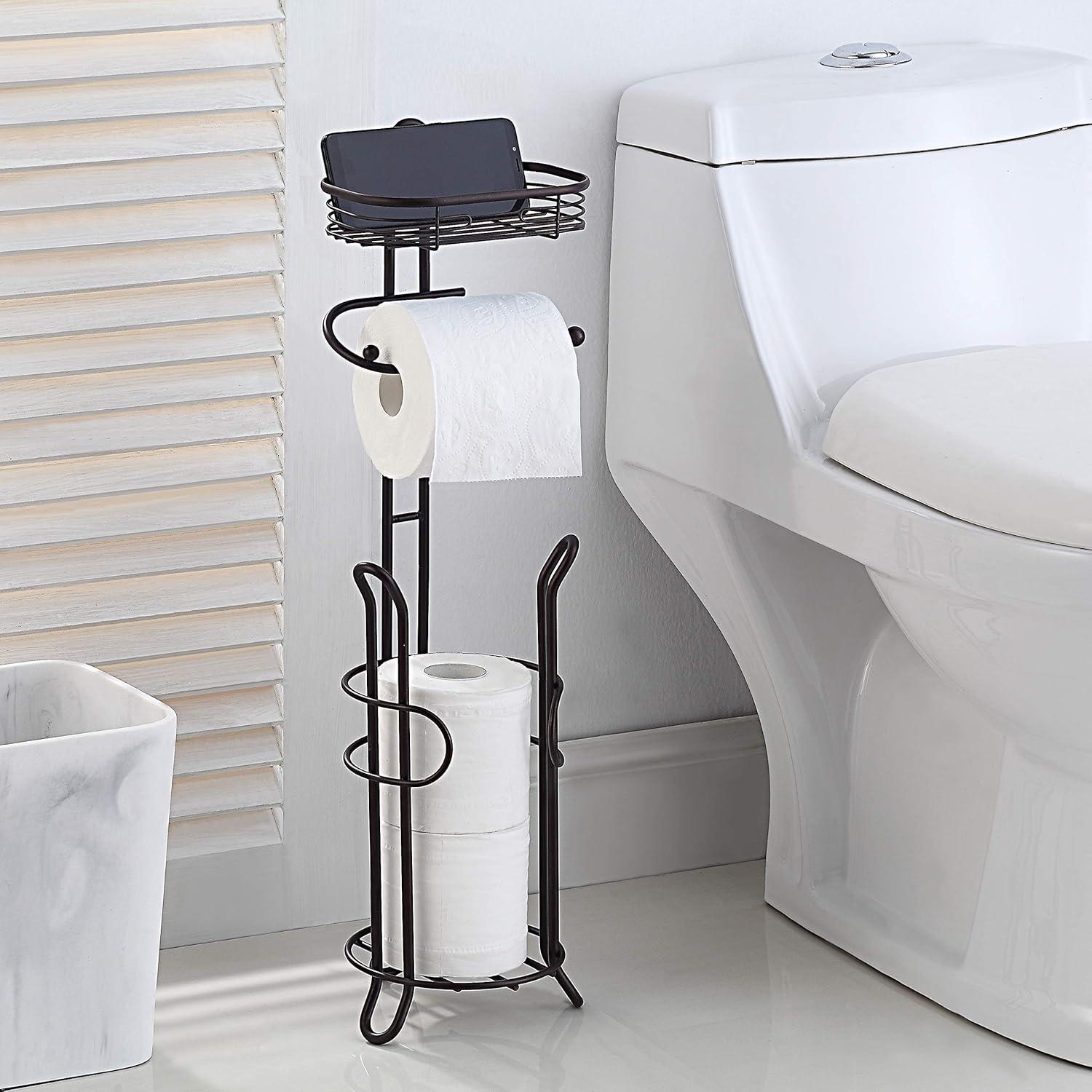 Bathroom Heavyweight Toilet Tissue Paper Roll Storage Holder Stand