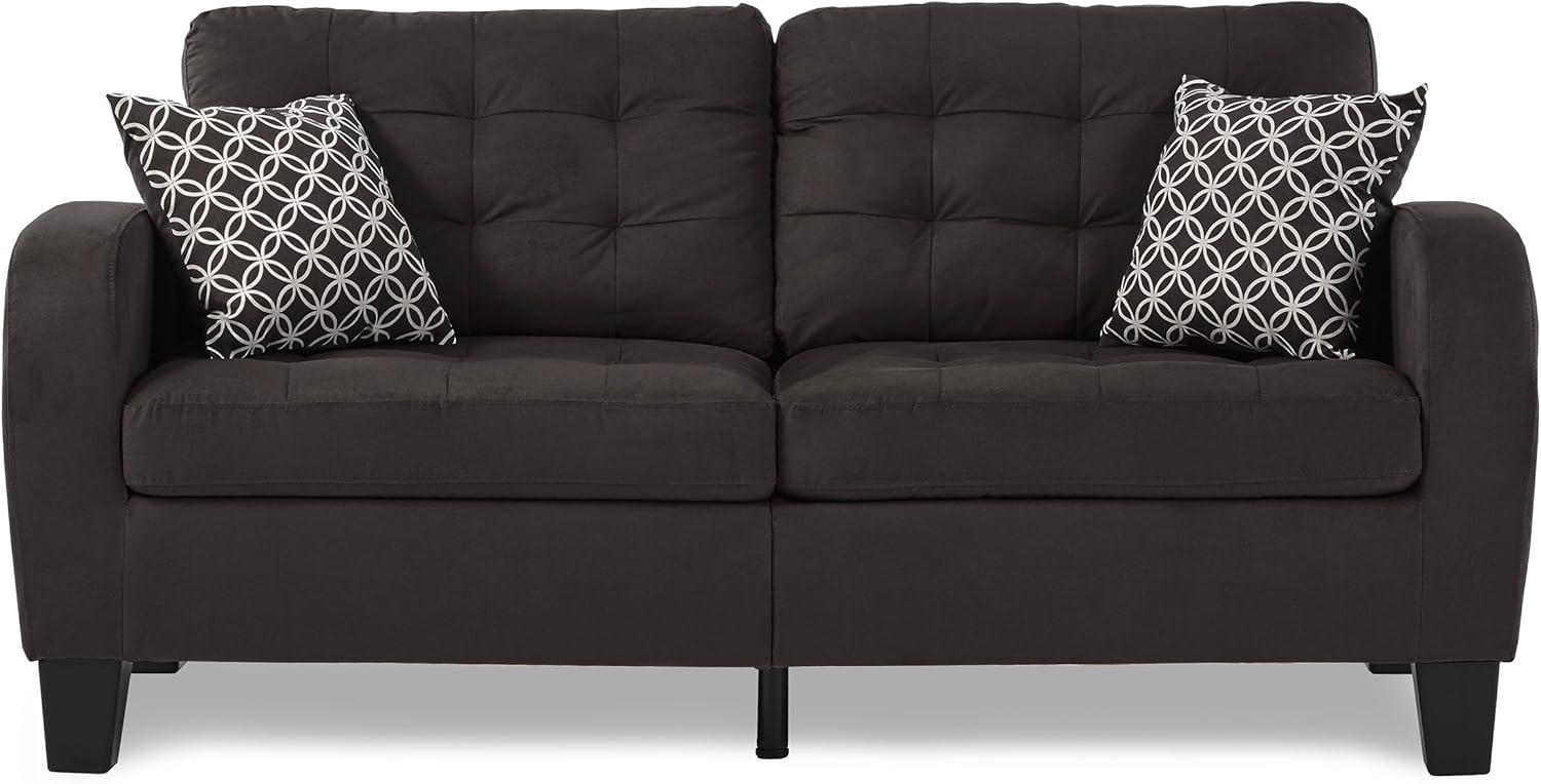 Lexicon Sinclair Upholstered Sofa with 2 Pillows in Chocolate