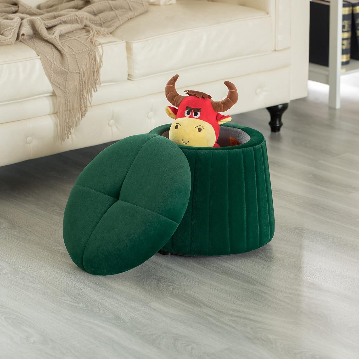 Modern Tufted Velvet Mushroom Shape Storage Ottoman Storage Stool Trunk