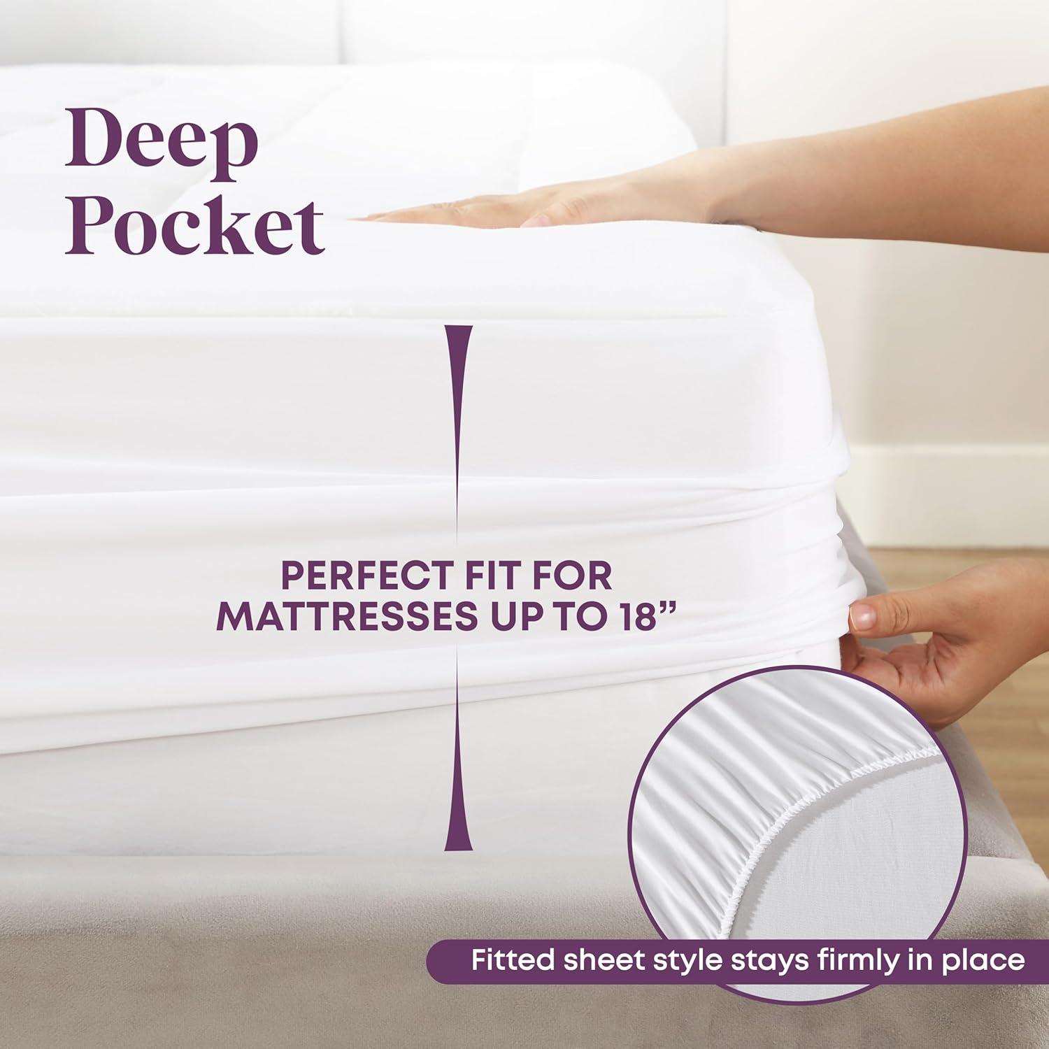 CIRCLESHOME Ultra-Plush Down Alternative Cotton Top Mattress Pad for Comfort & Protection