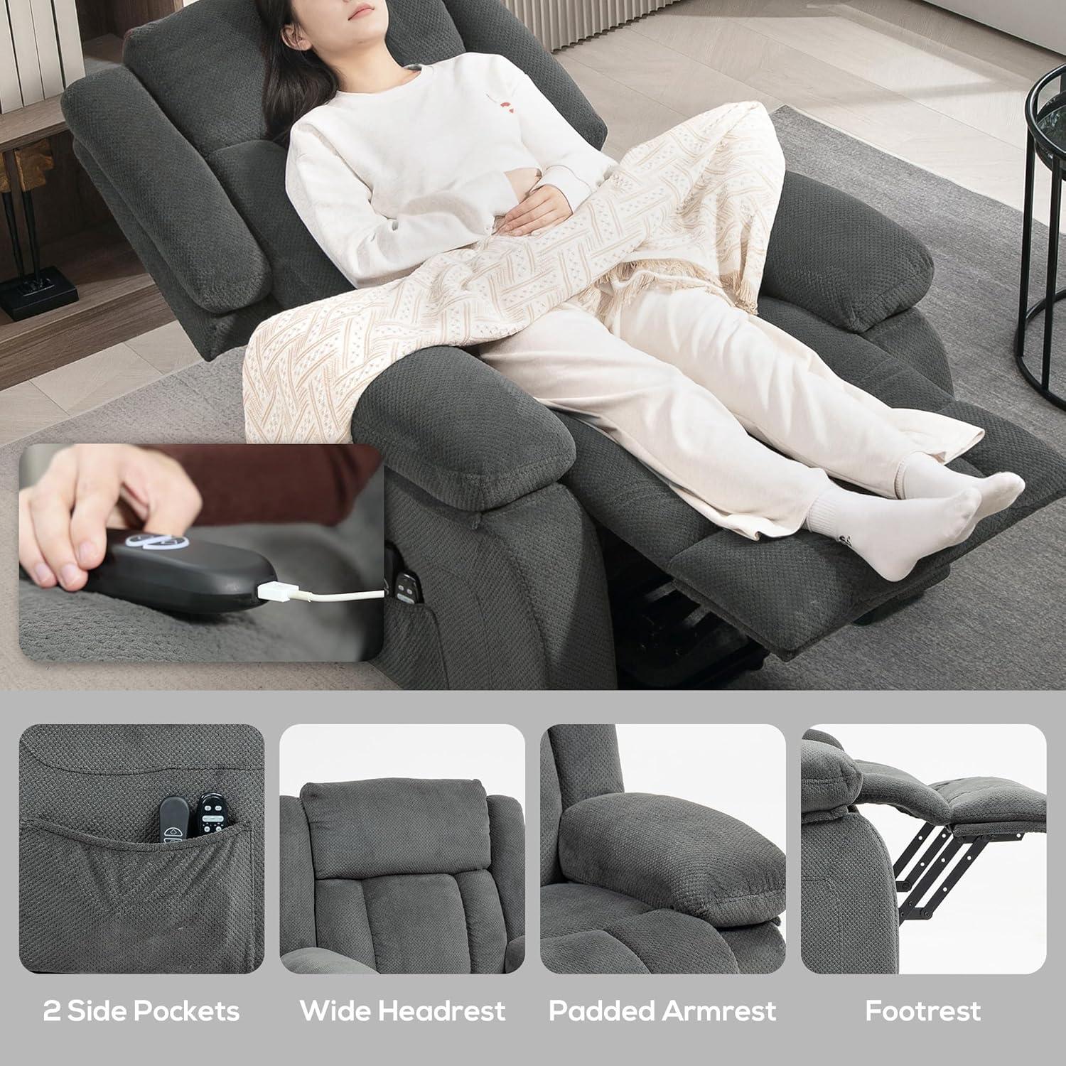 HOMCOM Power Lift Recliner Chair with Massage and Heat, Electric Lift Chair for Elderly, Gray