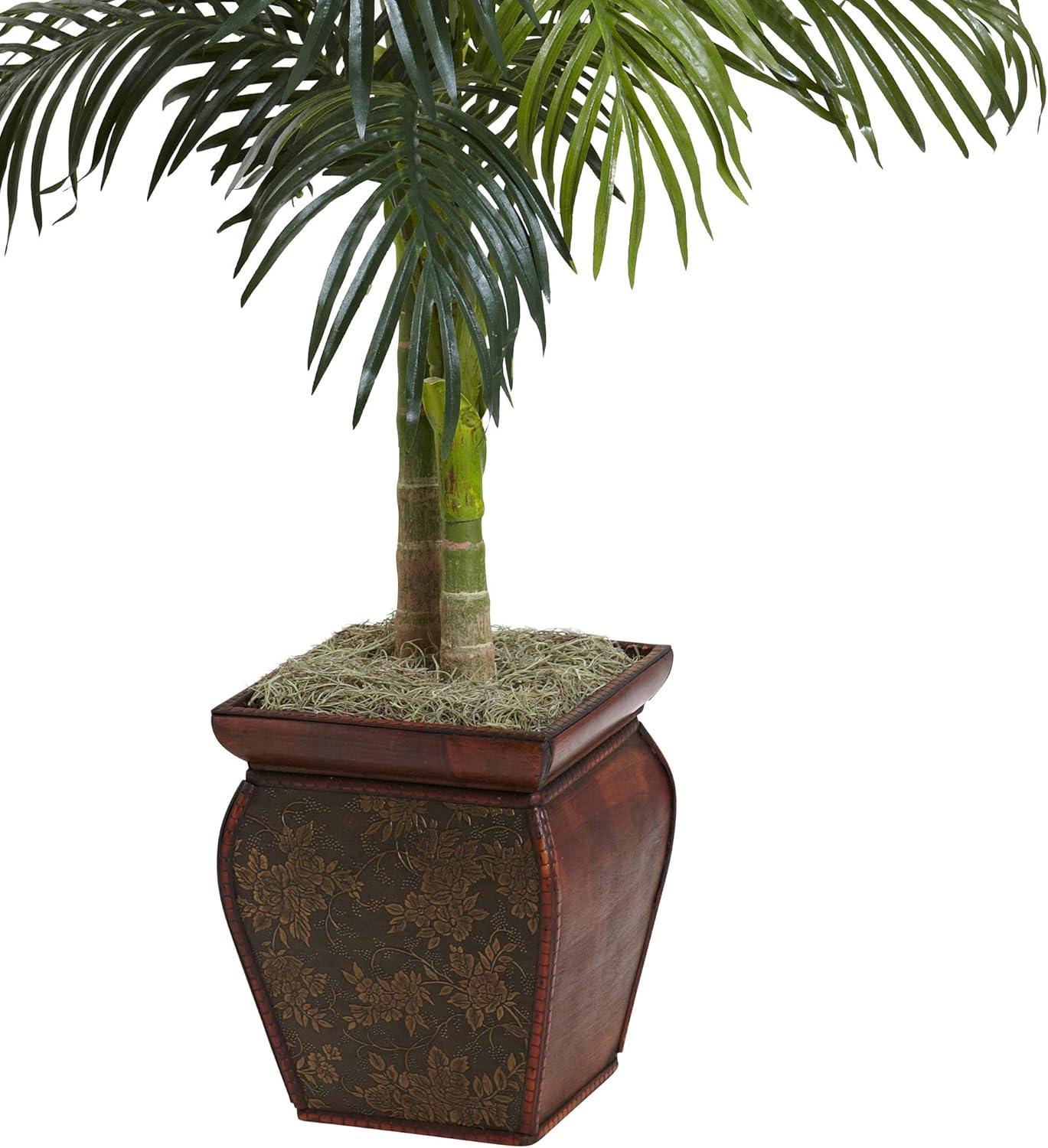 Nearly Natural 4.5-ft Golden Cane Palm with Decorative Container