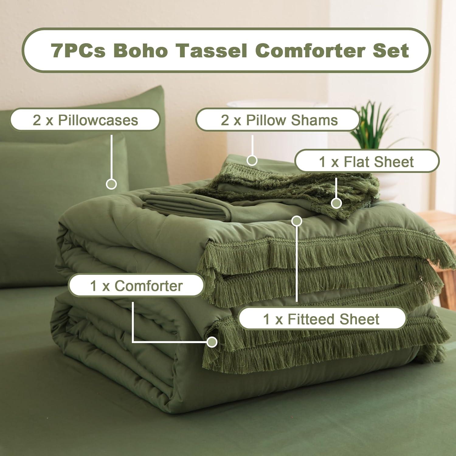 Olive Green Full Microfiber Reversible Bed in a Bag Set