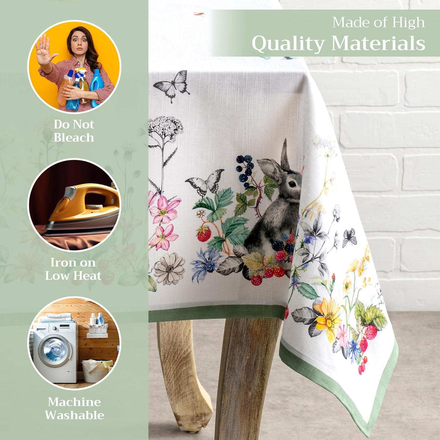 Printemps Floral Cotton Tablecloth for Spring Gatherings, 60" x 90"