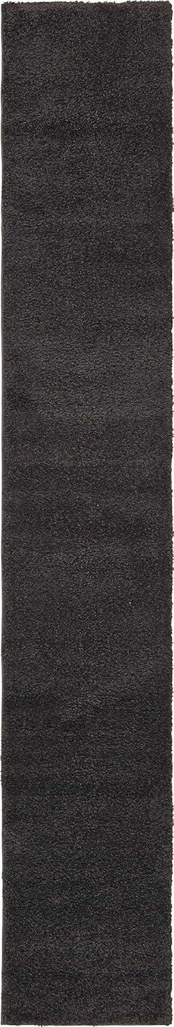 Charcoal Black Easy-Care Shag Runner Rug for Indoor Use