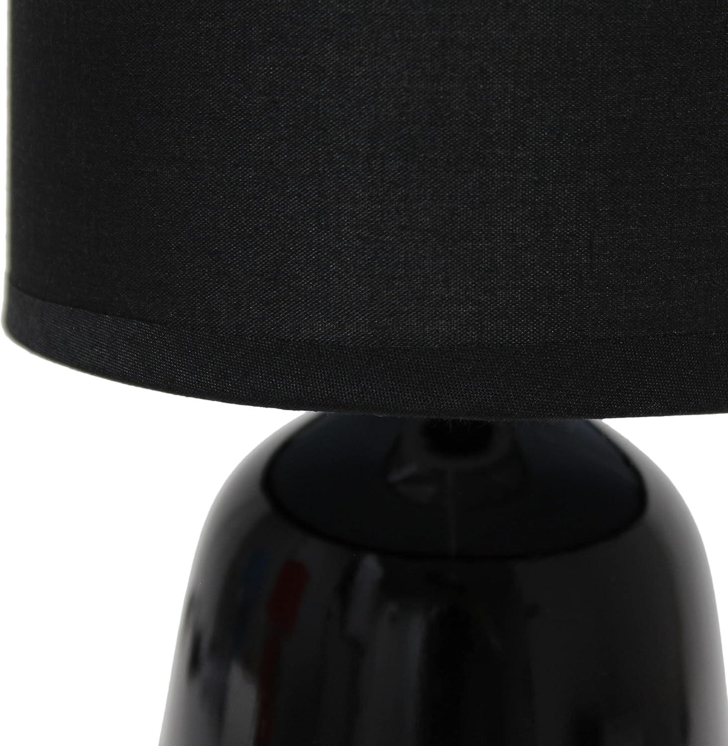 10.04" Traditional Ceramic Thimble Base Bedside Lamp with Fabric Shade - Simple Designs: ETL Listed, No Assembly Required