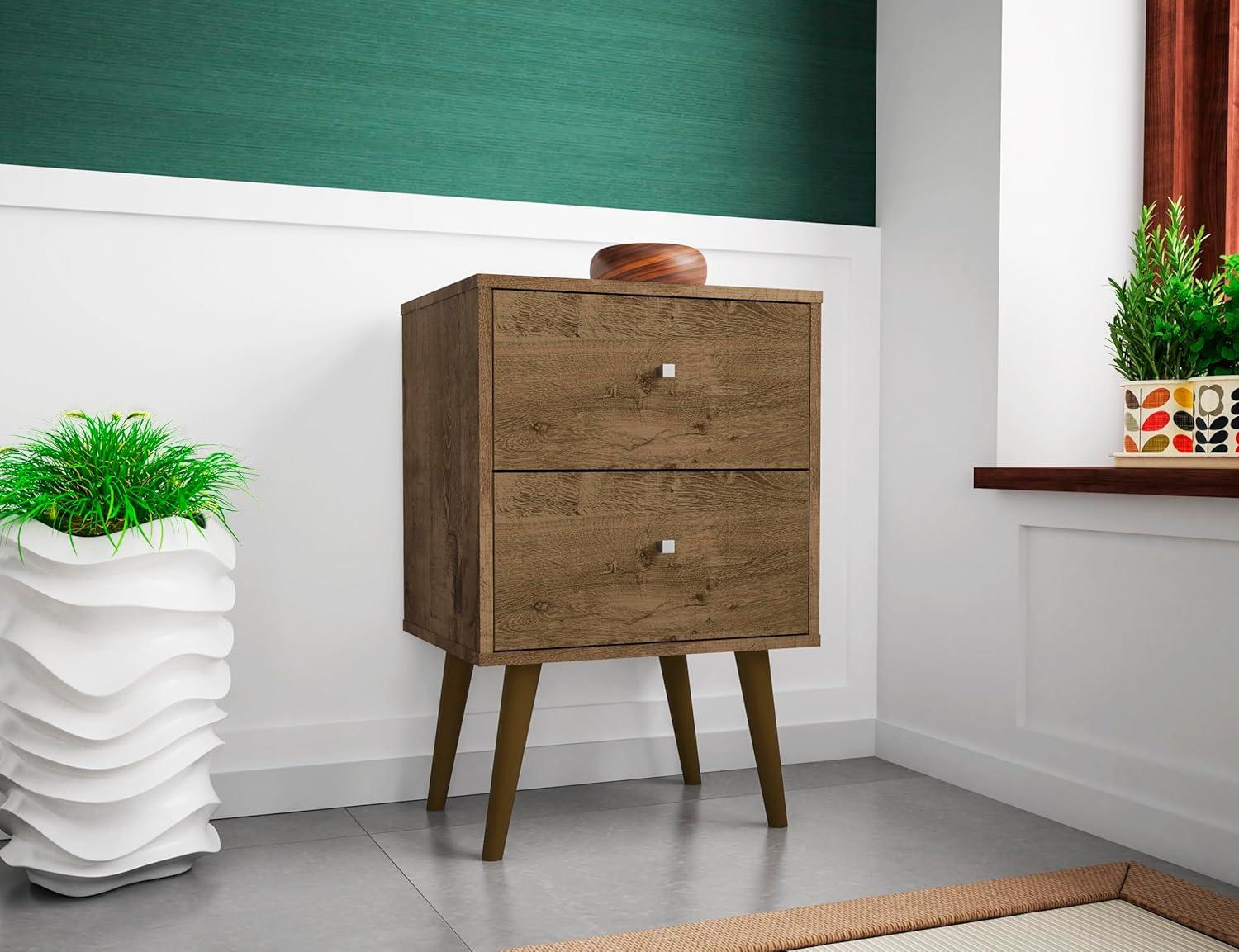 Liberty Rustic Brown 2-Drawer Nightstand with Solid Wood Legs