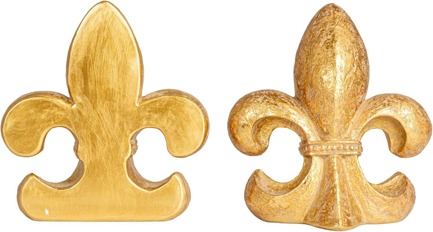 Gold Fleur de Lis Resin Decorative Bookends